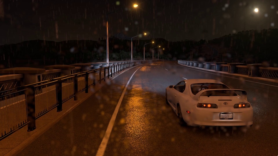 雨中道路中的丰田