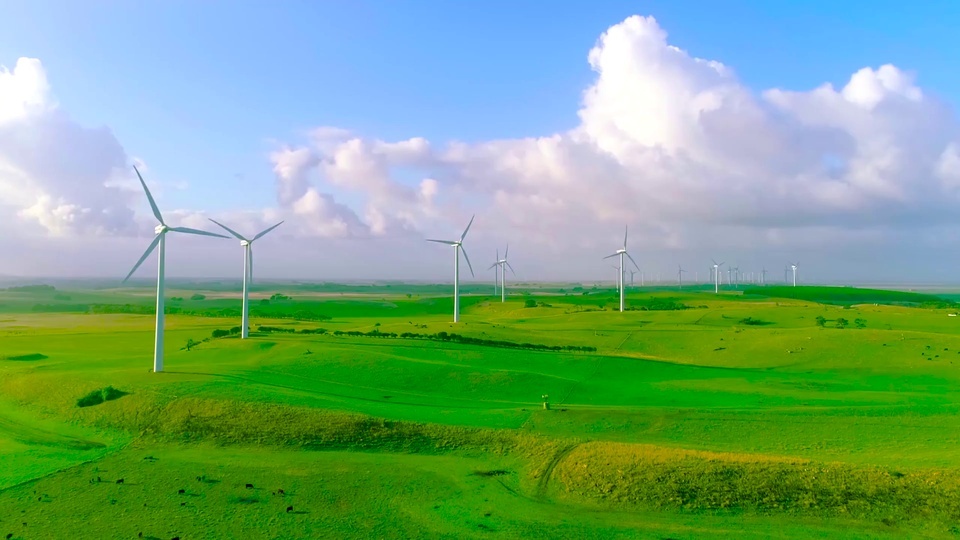 Molino de viento de pastizales 4K