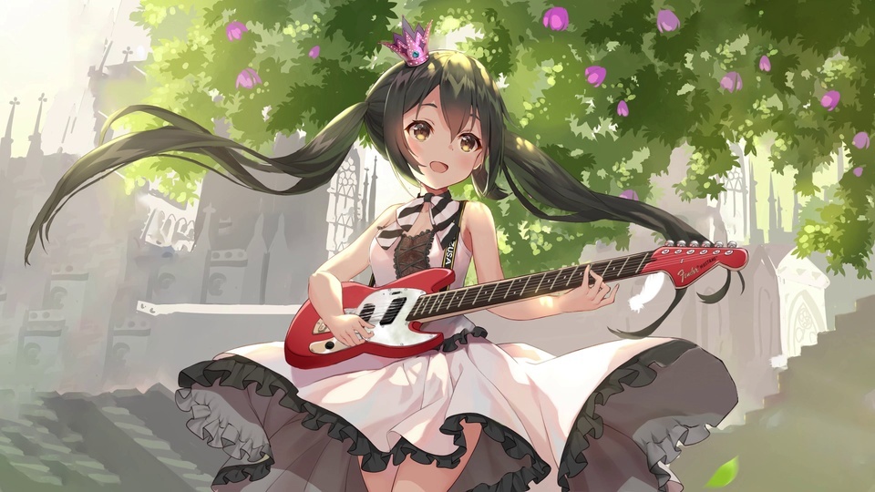 Nakano Azusa plays guitar