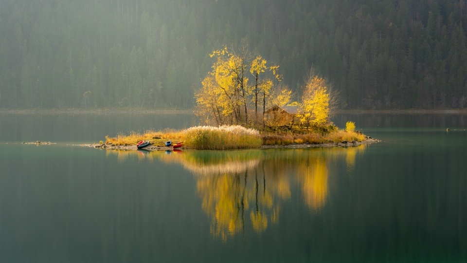 A small island in the lake