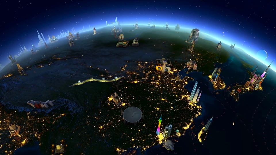 3D Earth China Night Scene