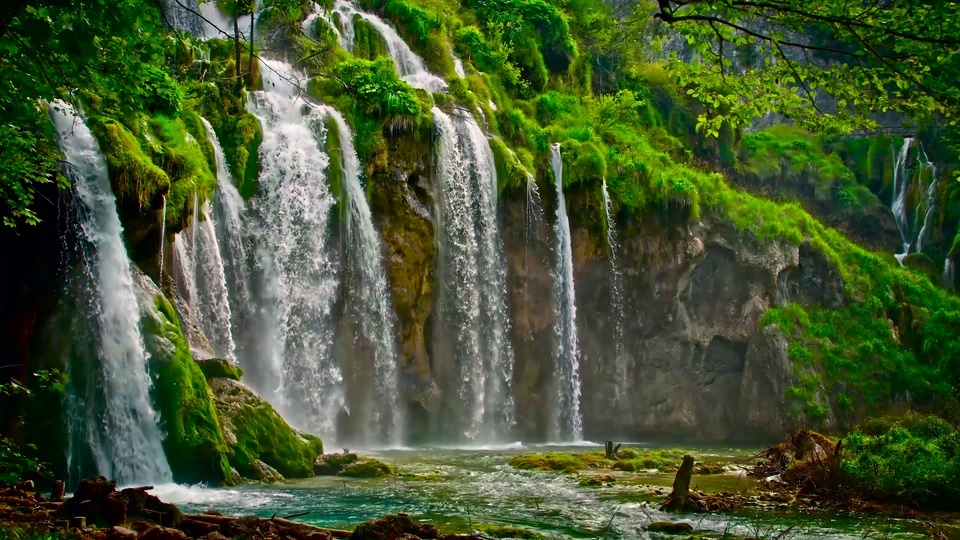 4K Mountain Stream Waterfall