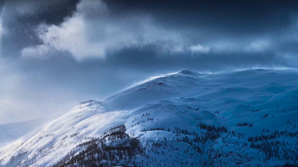 4K Snowy Mountain Scenery