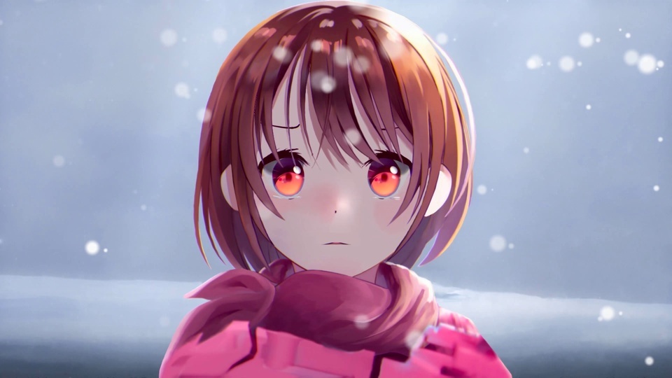 The girl crying in the snow