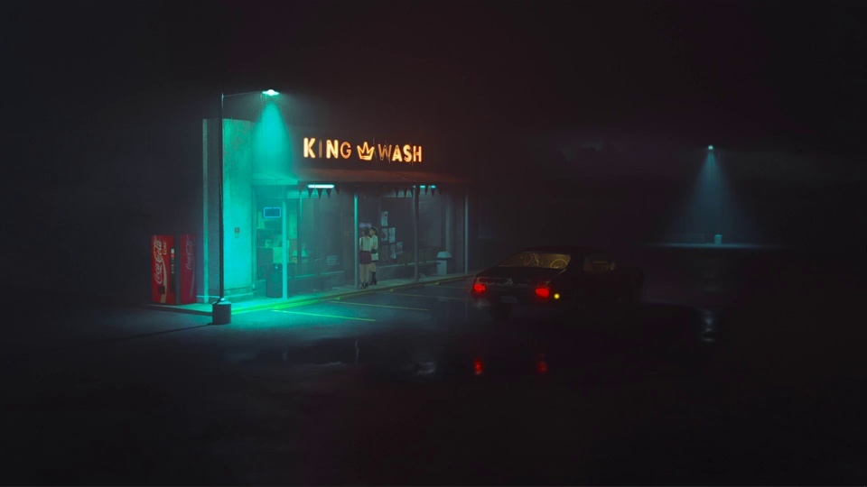 Rainy gas station