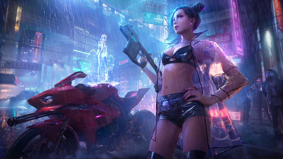 Cyberpunk, the future pistol girl