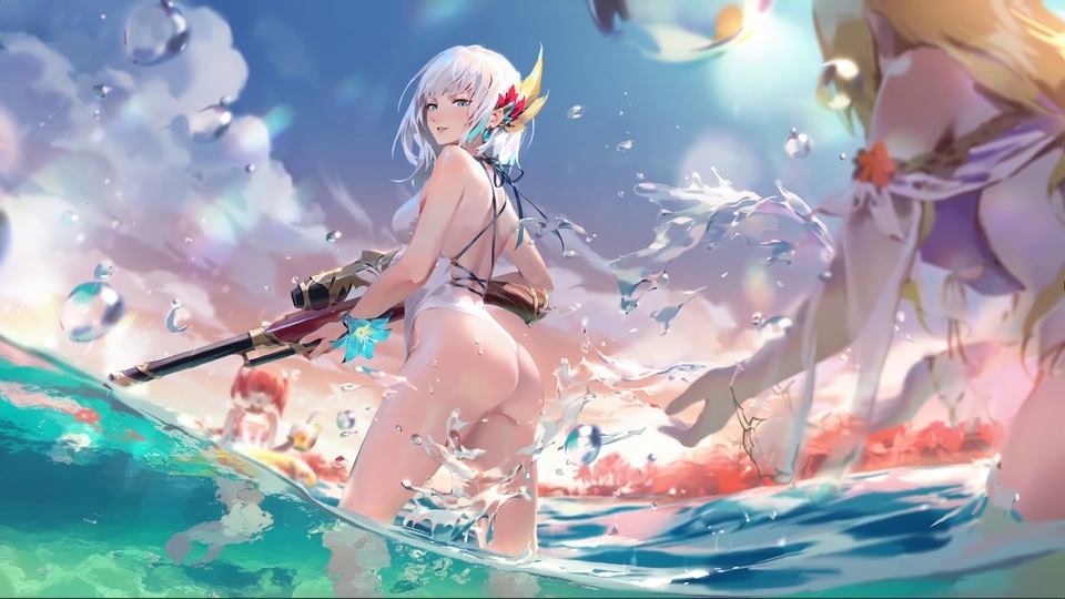 Summer splashing girl