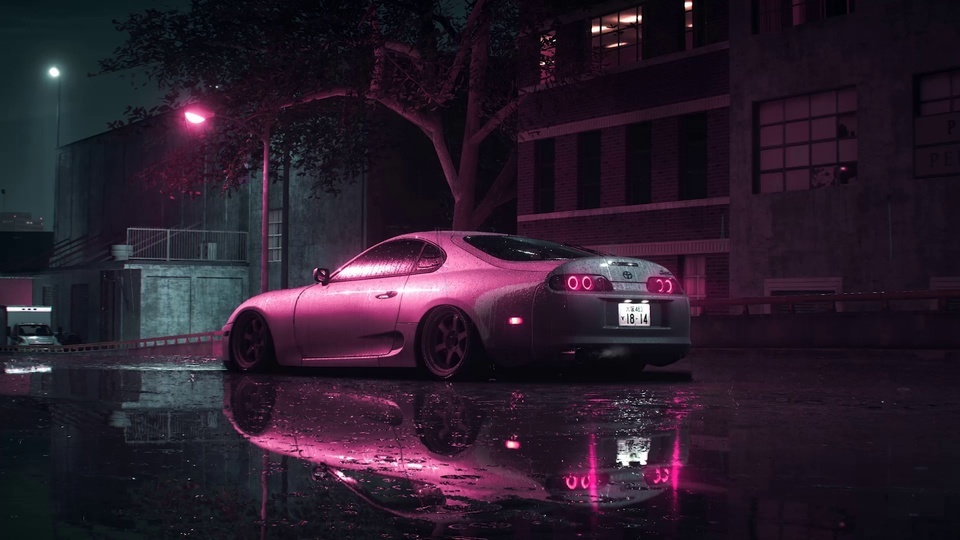 Rainy Night Sports Car