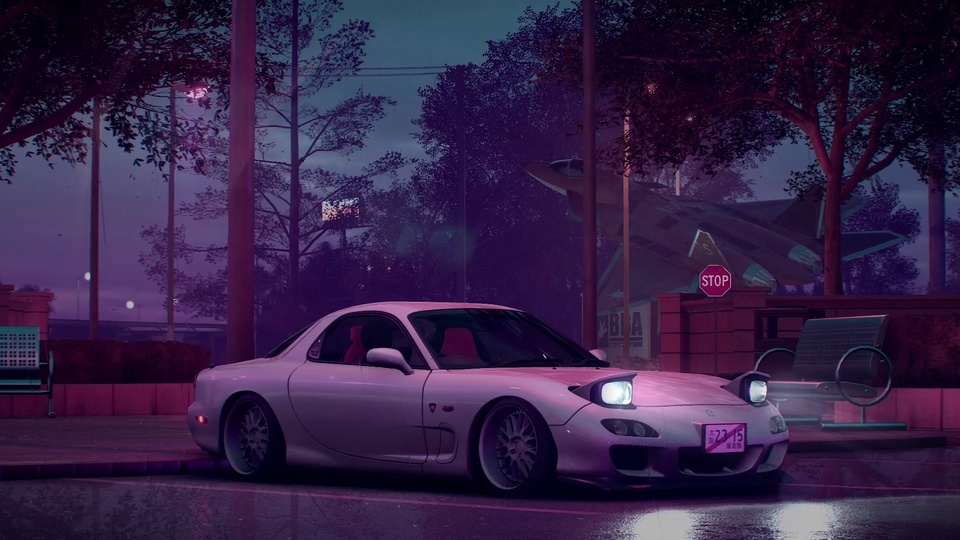 Rainy night car