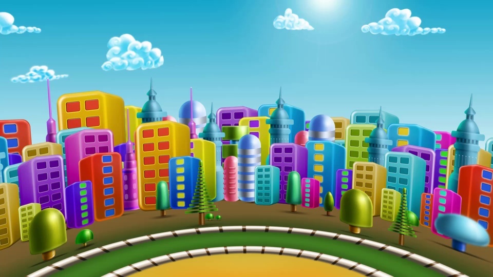 Colorful children's city background