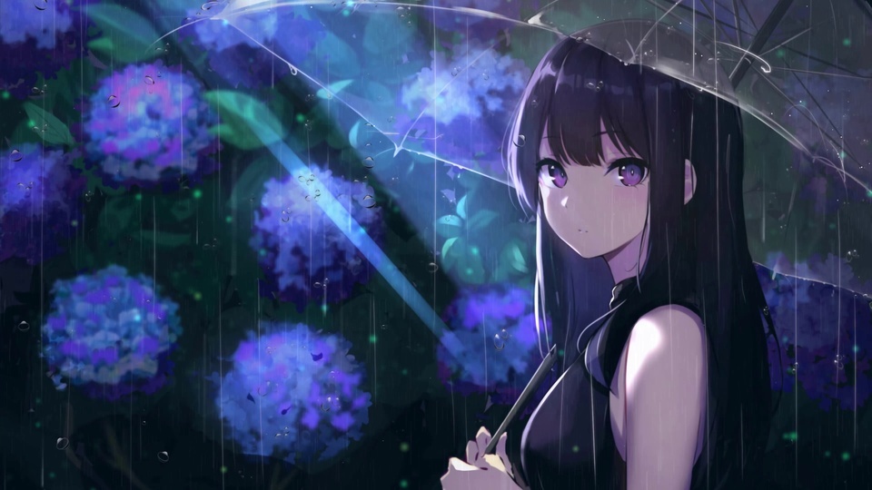 4K Rainy Night Girl