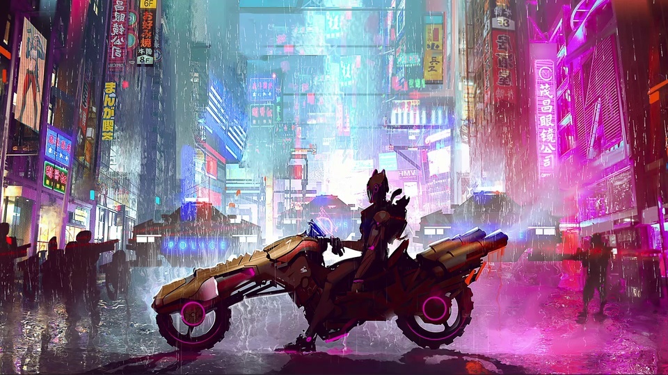 Cyberpunk Rainy Night City