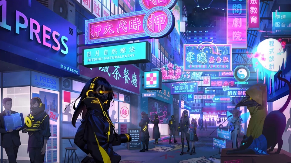 Cyberpunk City Street