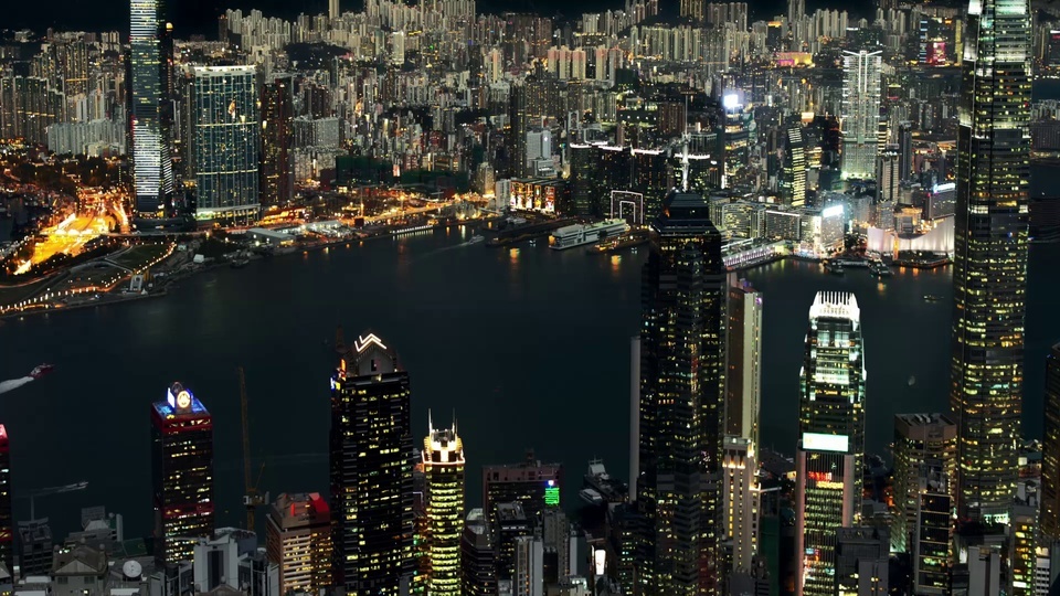 Espectáculo de luces nocturnas de Hong Kong