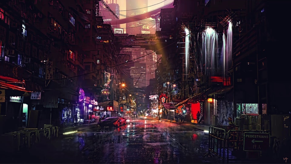 Cyberpunk Hong Kong Street