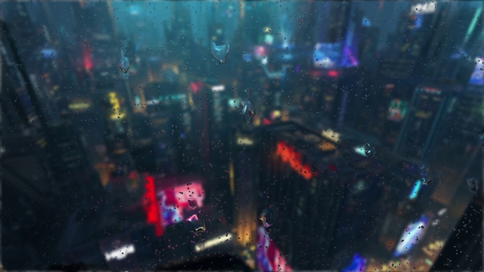 Raindrop Effect Cyberpunk City 2077