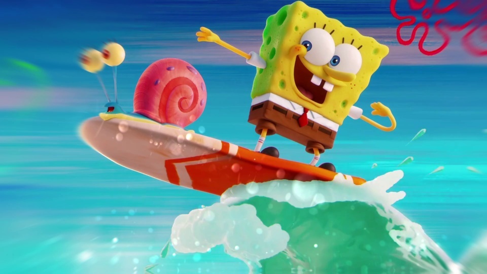 SpongeBob surfing