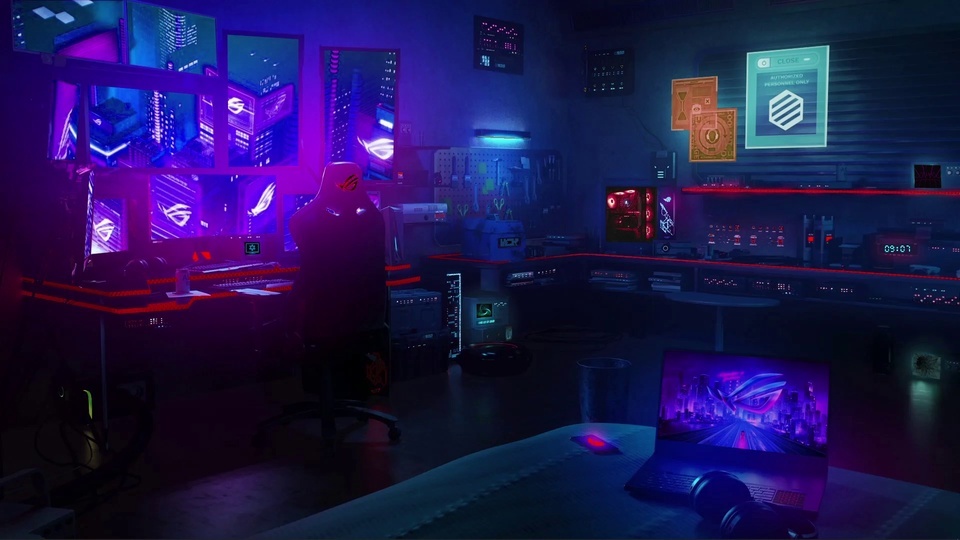 Cyberpunk technology room