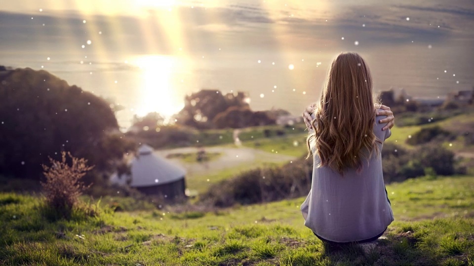 Sunset silhouette girl