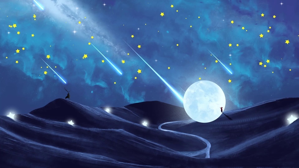 Cartoon Beautiful Starry Sky