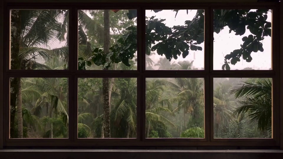 Beau paysage de pluie à l'extérieur de la fenêtre