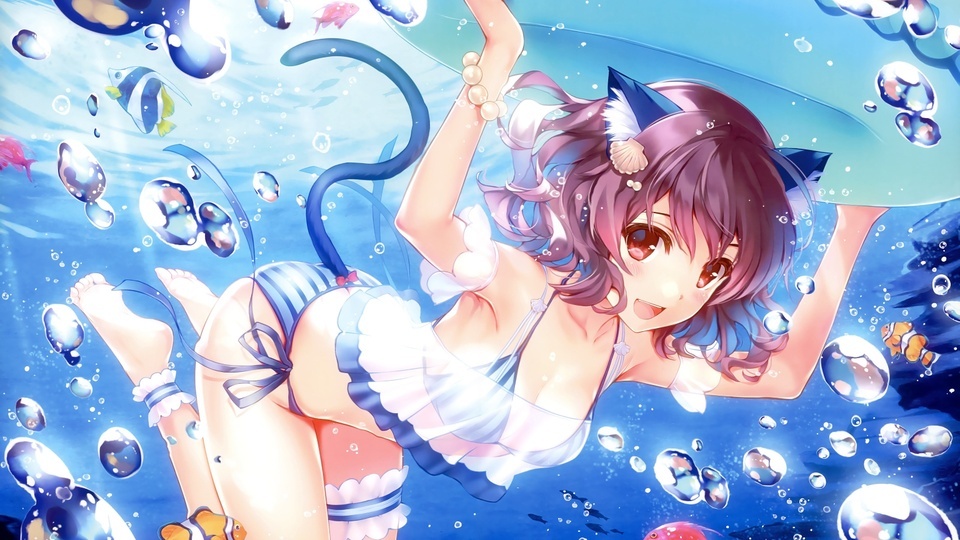 Diving cat girl