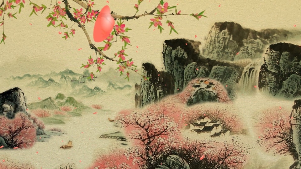 Landscape peach blossom forest