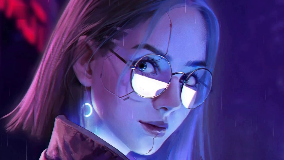 Cyberpunk girl with glasses 