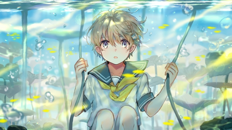 Lotus boy in the water