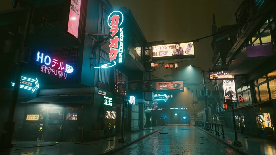 Cyberpunk Rainy Night Street