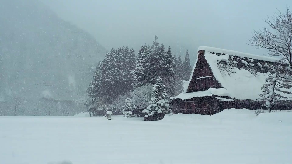 Escena de nieve en Japón