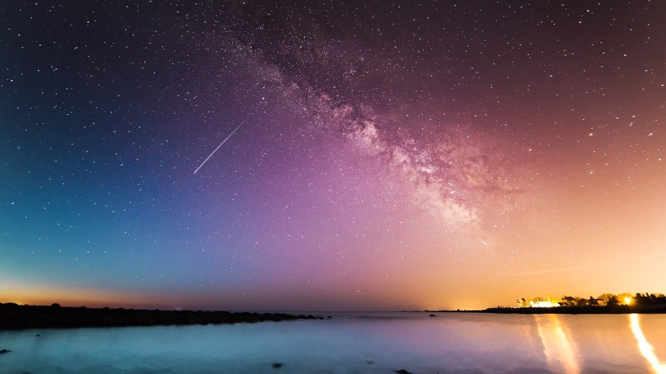 Beautiful starry sky, meteor shower