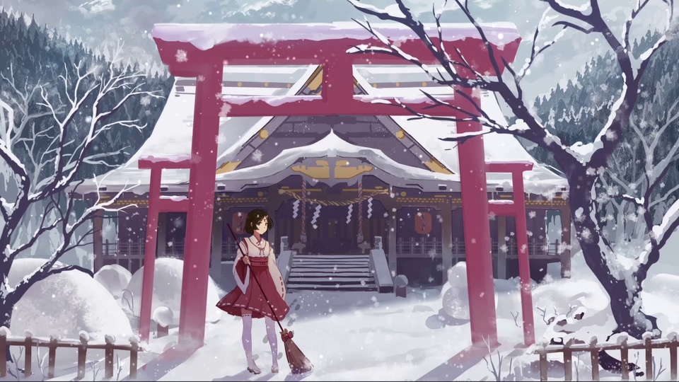 Winter snow kimono girl