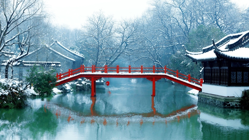  暮·簌雪 飘雪湖景