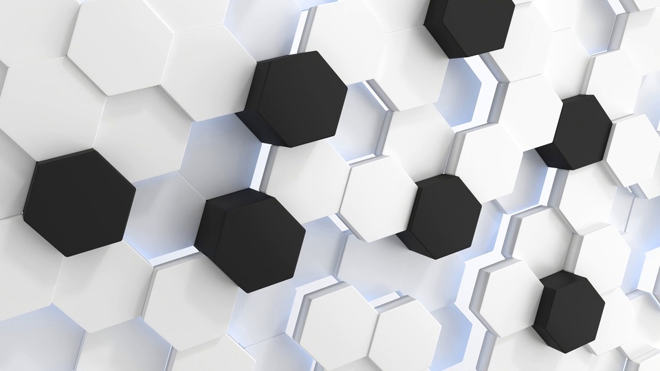 2K Seamless Black and White Floating Honeycomb