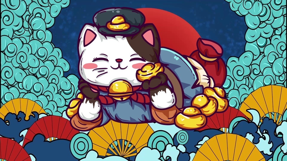 Lazy cute lucky cat