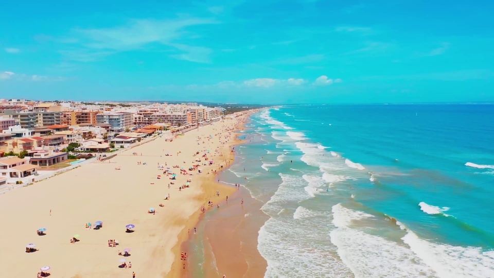 4K aerial photography of endless beach natural scenery