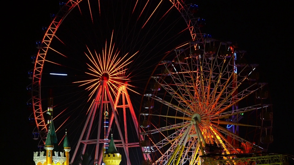 Neon night view Ferris wheel dream