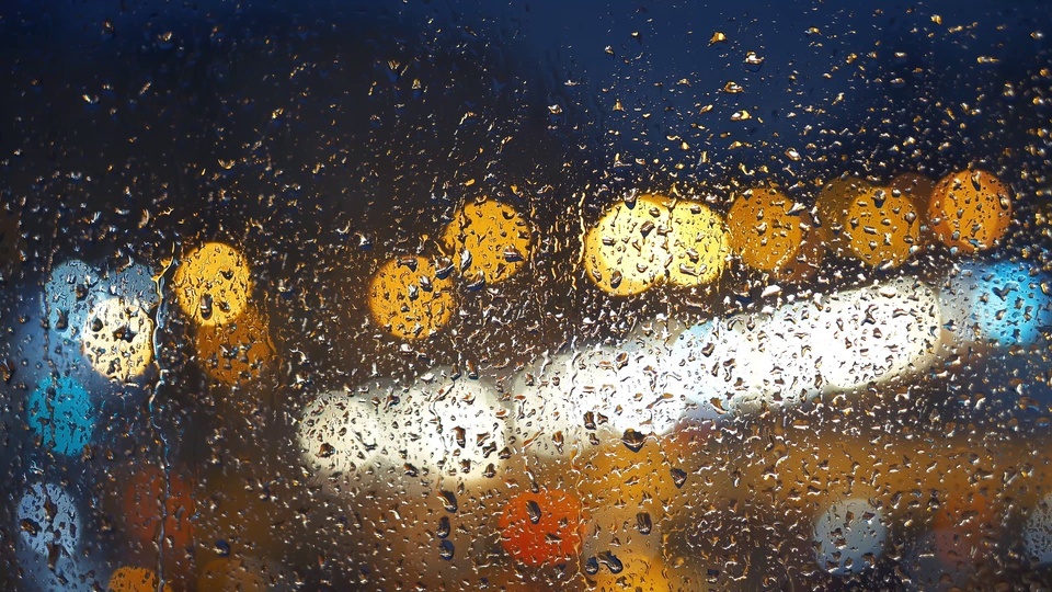 Rainy night outside the 4k window