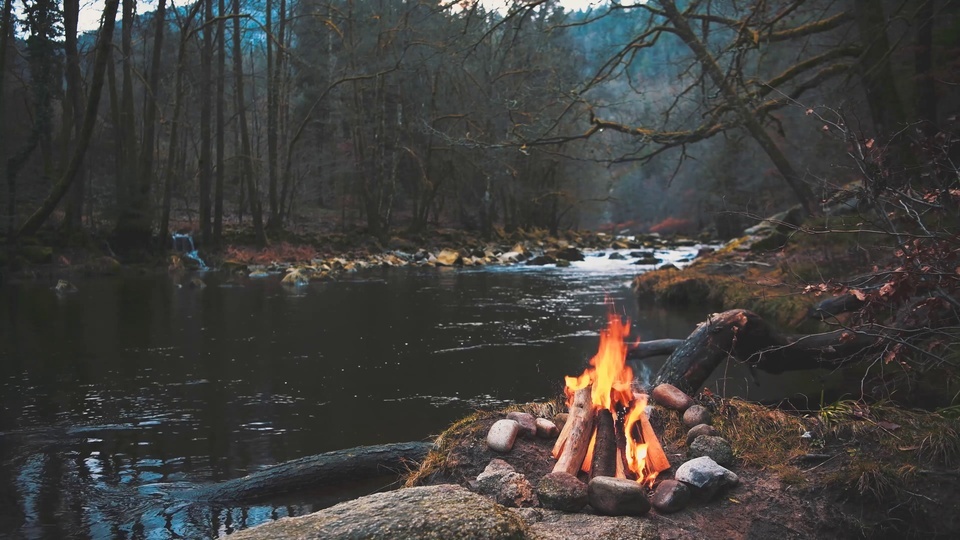 Winter River Bonfire