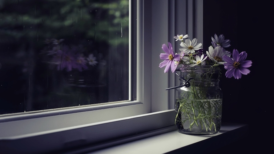 Raindrops outside the window