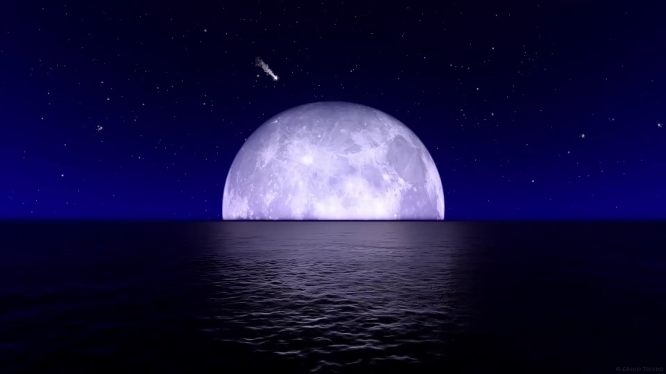 Bright moon at sea