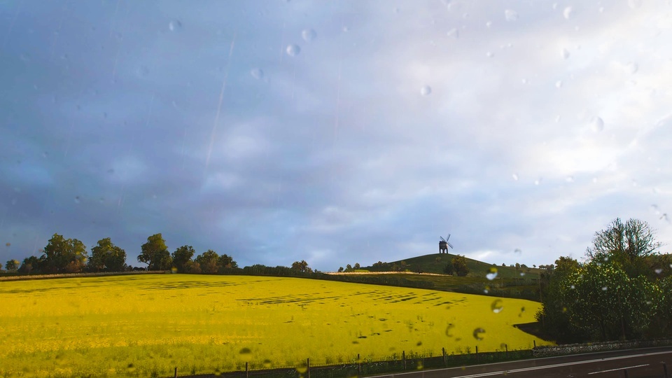 4K outdoor overcast wheat field thunderstorm