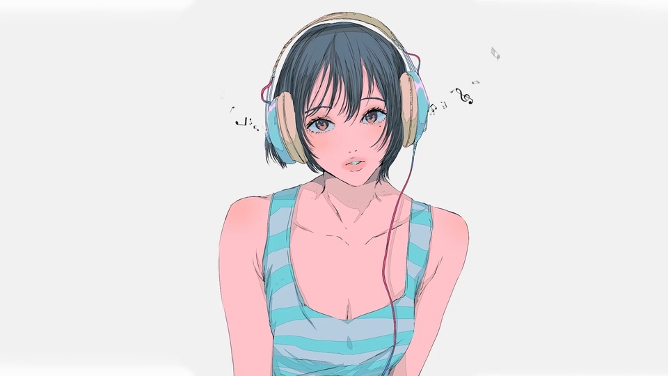 Headphone music girl