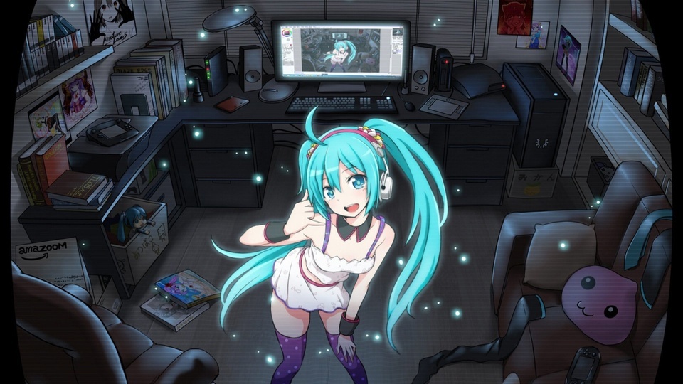 Hatsune in the room