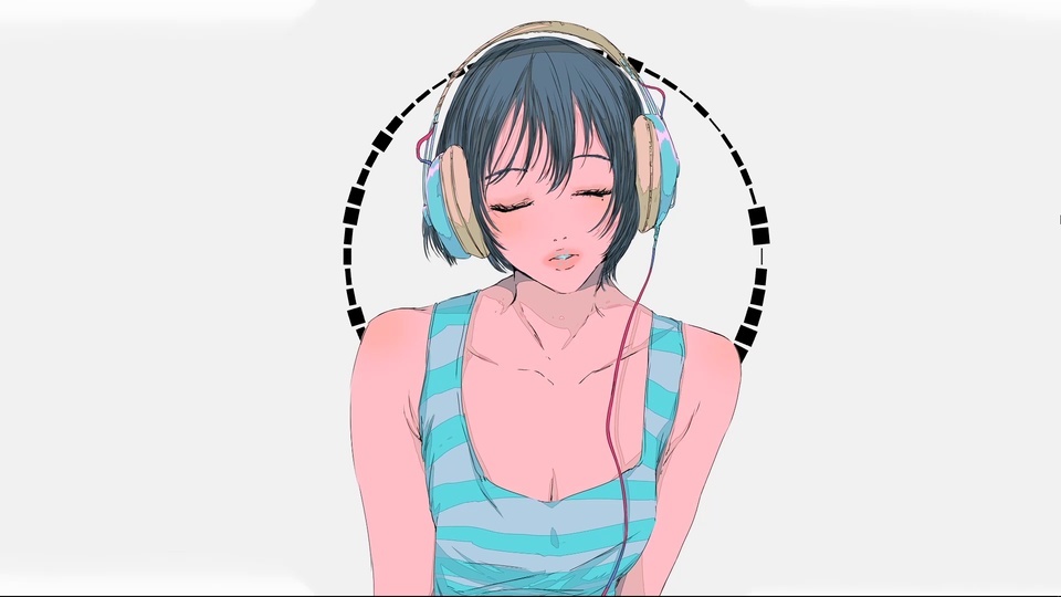 Audio response, listening to music girls