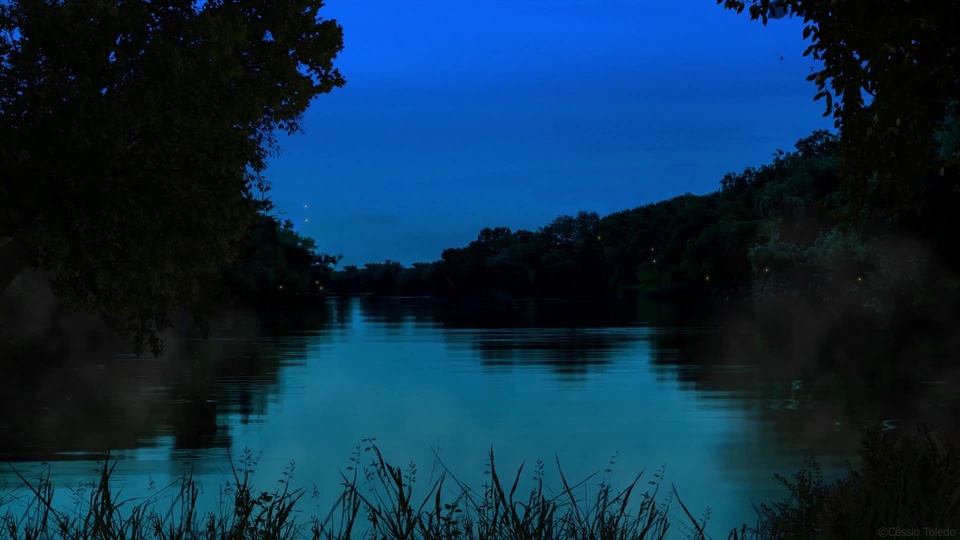 Lago noturno silencioso