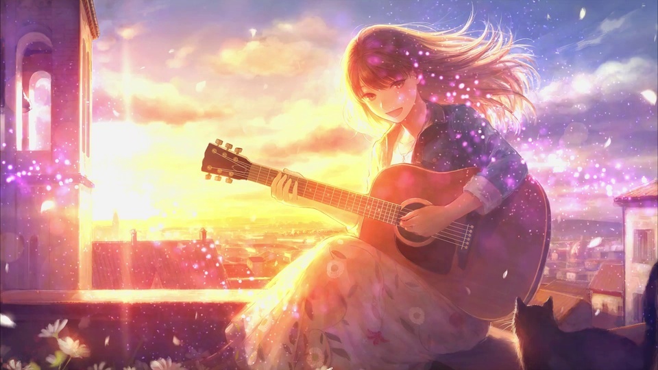 Sunset Guitar Girl