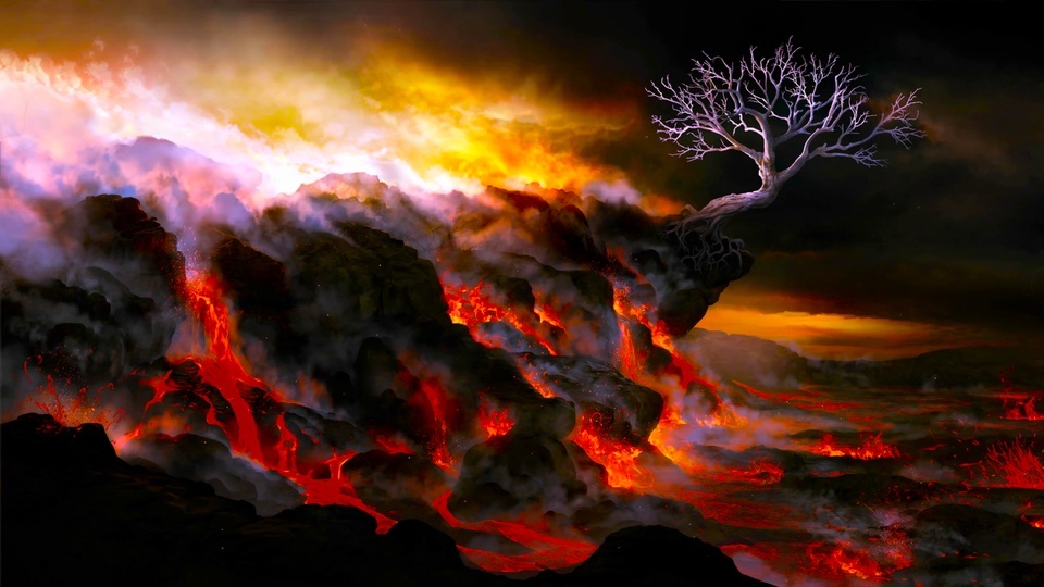 Magma withered tree