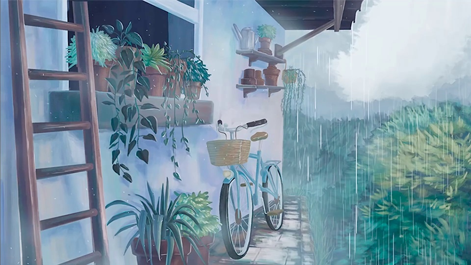 Ilustração - Rain Under the Eaves